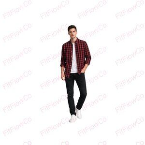 Express Soft Wash RedBlack BuffaloPlaid Button Down Shirt Men’sSmall 100% Cotton